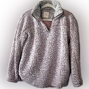 Cozy Sherpa Quarter-Zip Sweater - Gray